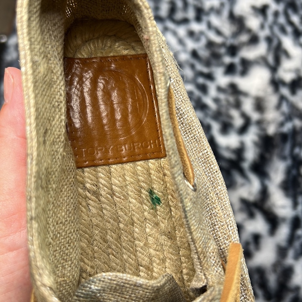 Tory Burch Natural Canvas Espadrille with Tan Leather Laces - Picture 4 of 12